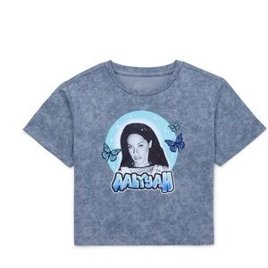 🔴 3/$12 Aaliyah Blue Graphic T-Shirt! NWT! Size 18.